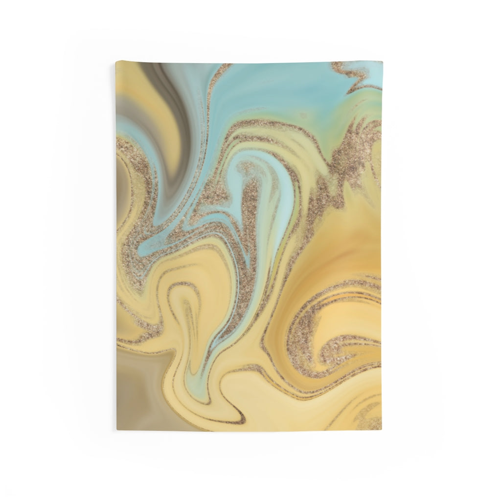 Abstract Tapestry | Teal Yellow Gold