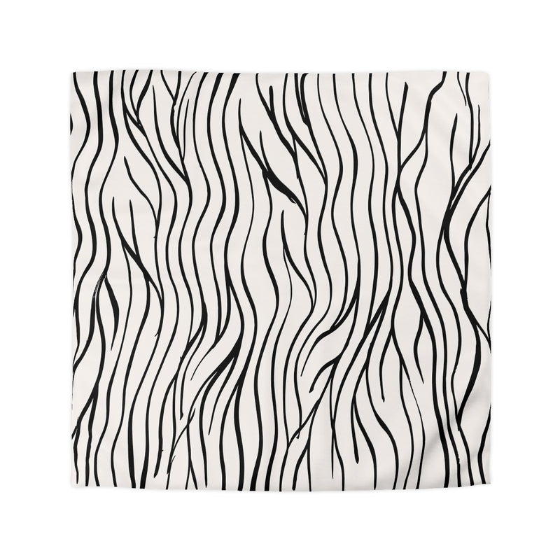 Abstract Duvet Cover | Beige Black Lines