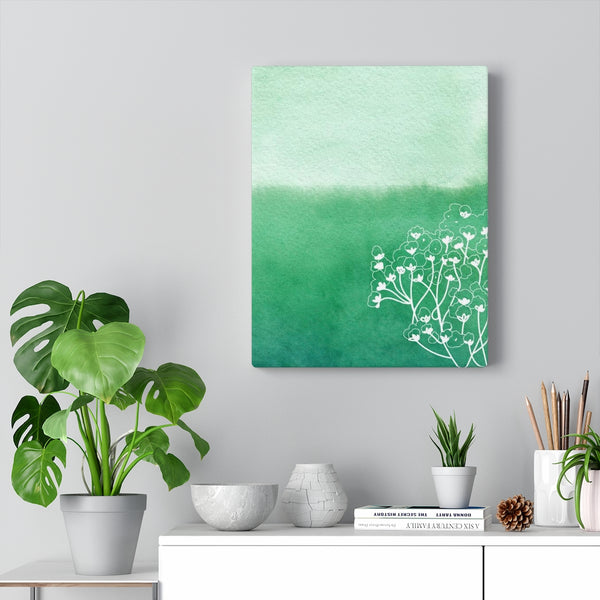 FLORAL WALL CANVAS ART | Green White Ombre
