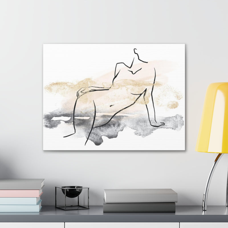Abstract Canvas Wall Art | White Ombre Female Art