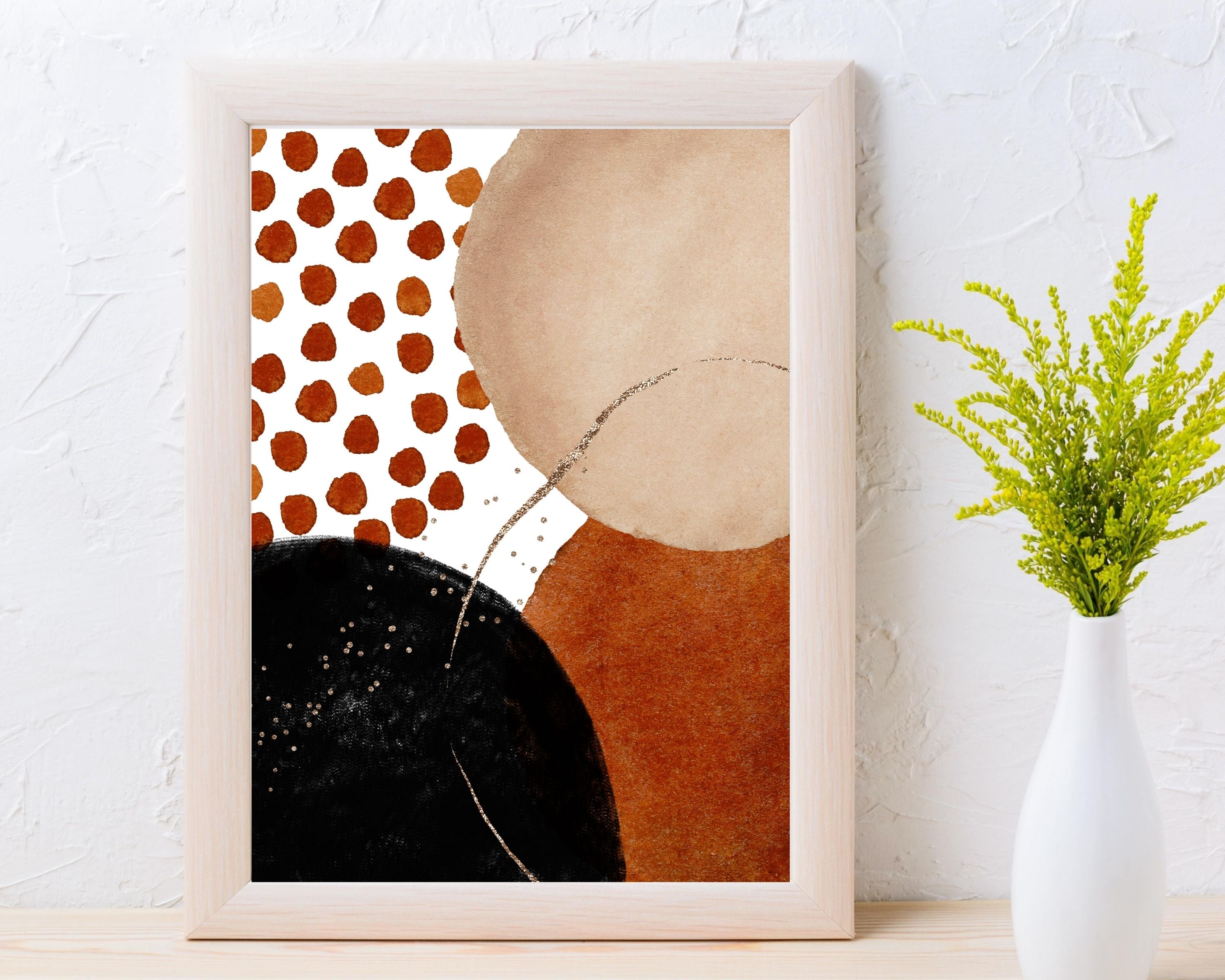 Abstract Boho Art Prints | Burnt Orange Gold Black