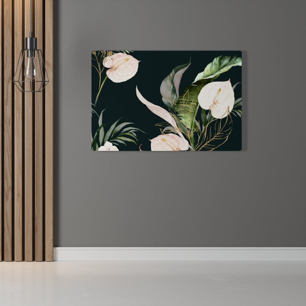 FLORAL WALL CANVAS ART | Black White Beige Green