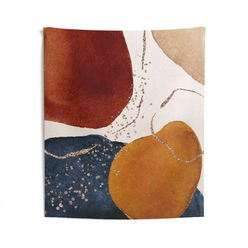 Abstract Tapestry | Rust Yellow Beige Navy Blue Gold