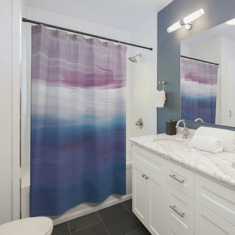 boho shower curtain | Navy Blue Lavender Purple