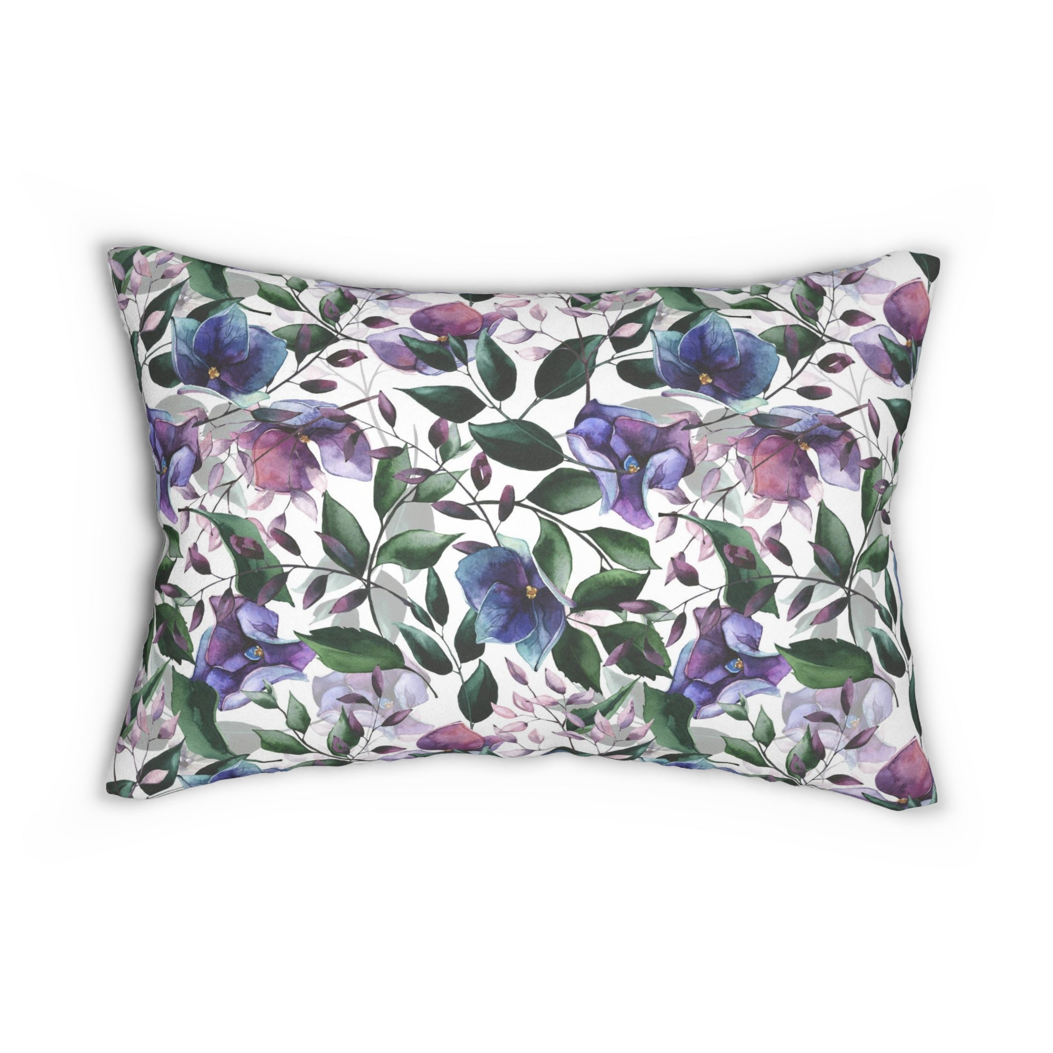 Boho Lumbar Pillow | Floral Blue Green White Pink