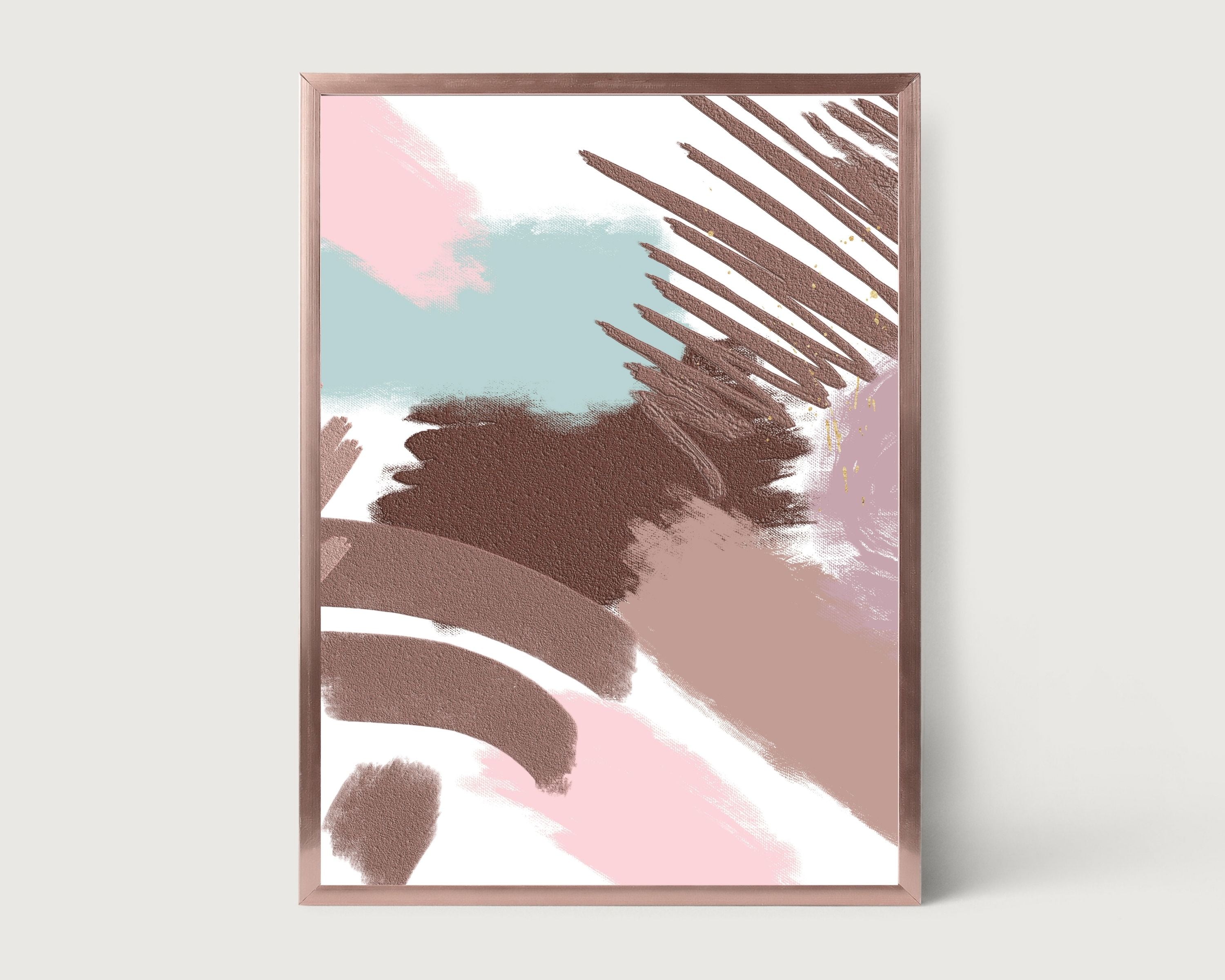 Abstract Boho Art Prints | Brown Mint Green Pink