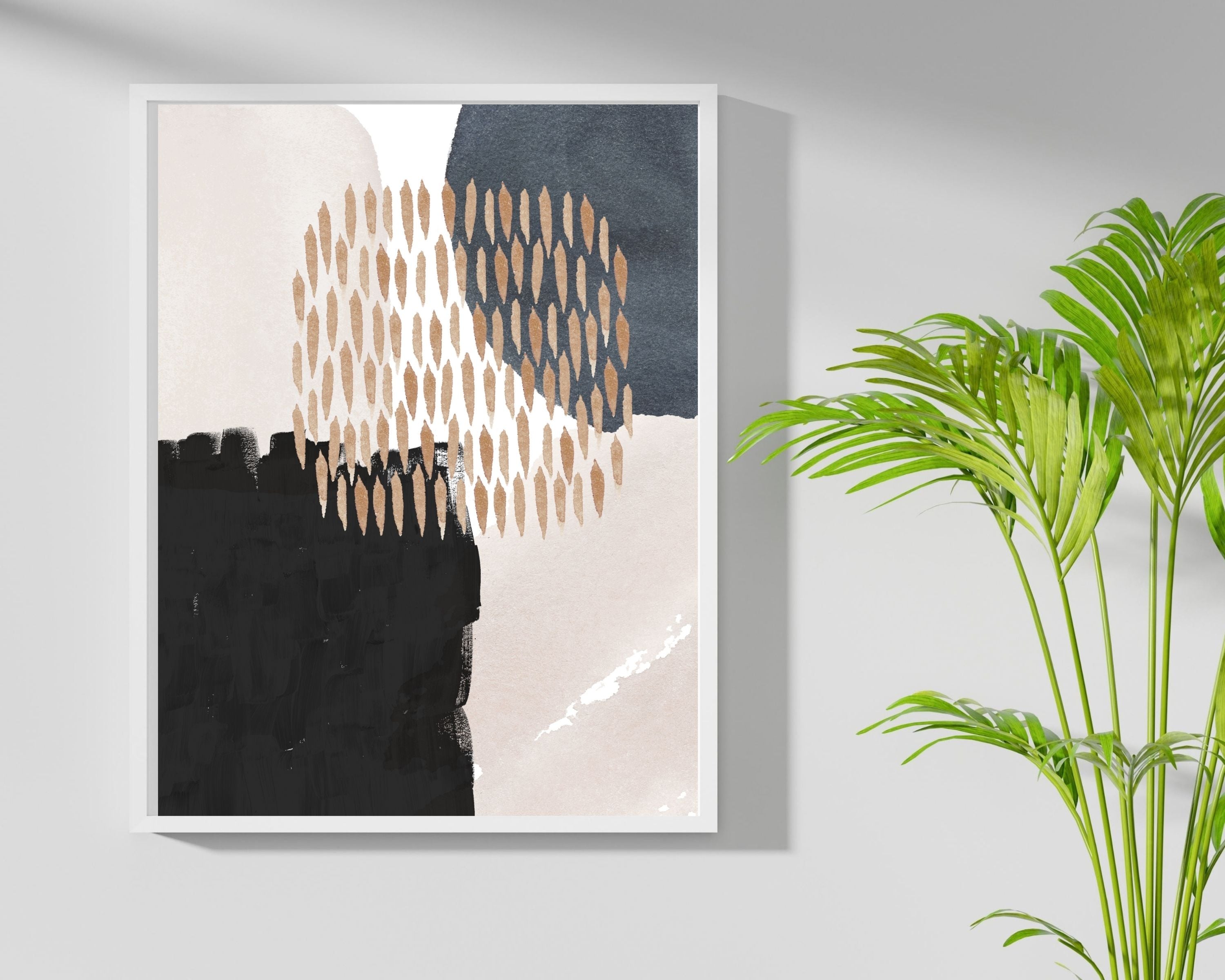 Abstract Boho Art Prints | Black Cream Beige