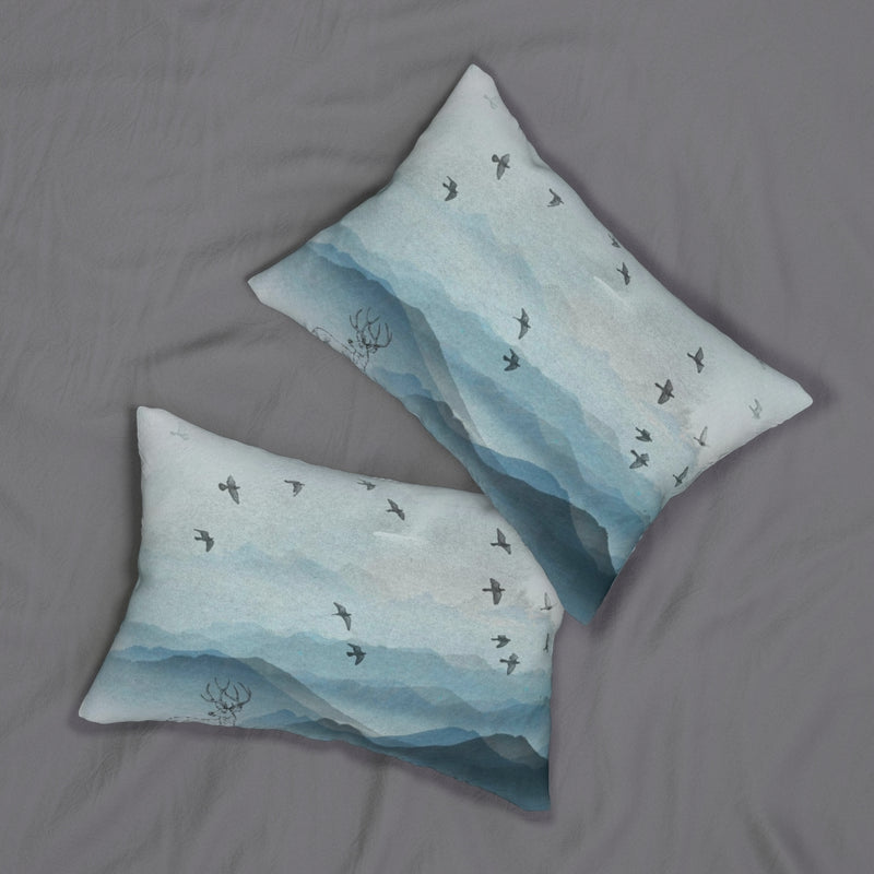 Whimsical Lumbar Pillow | Indigo Blue Black