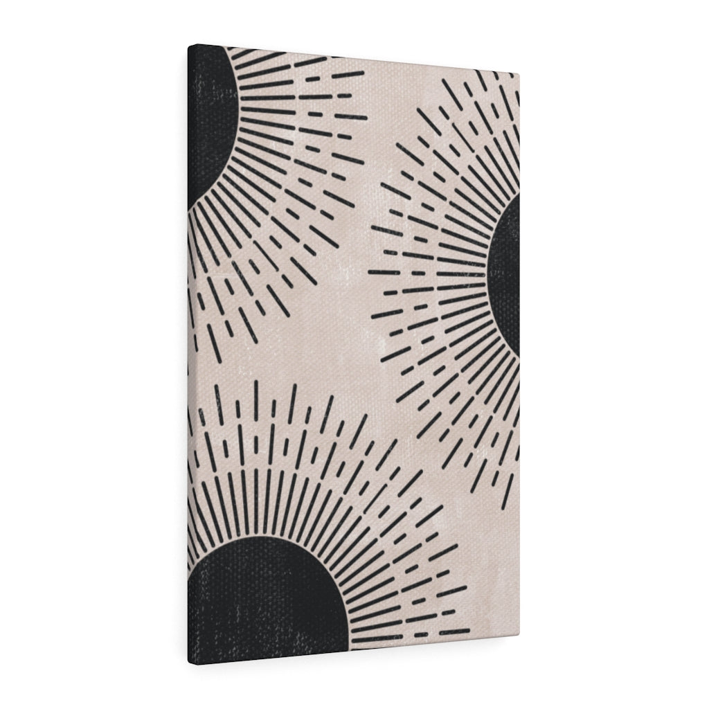 Abstract Canvas Art | Beige Black Sun