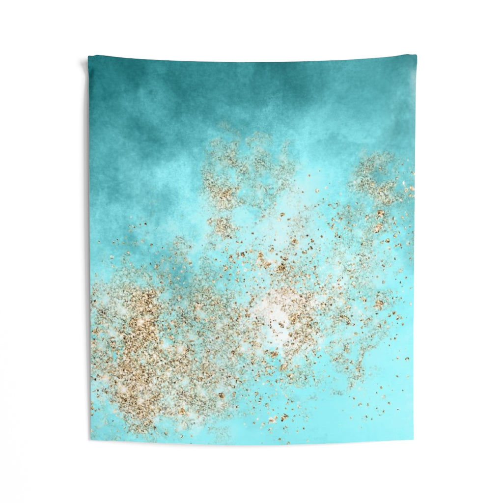 Abstract Tapestry | Aqua Teal gold