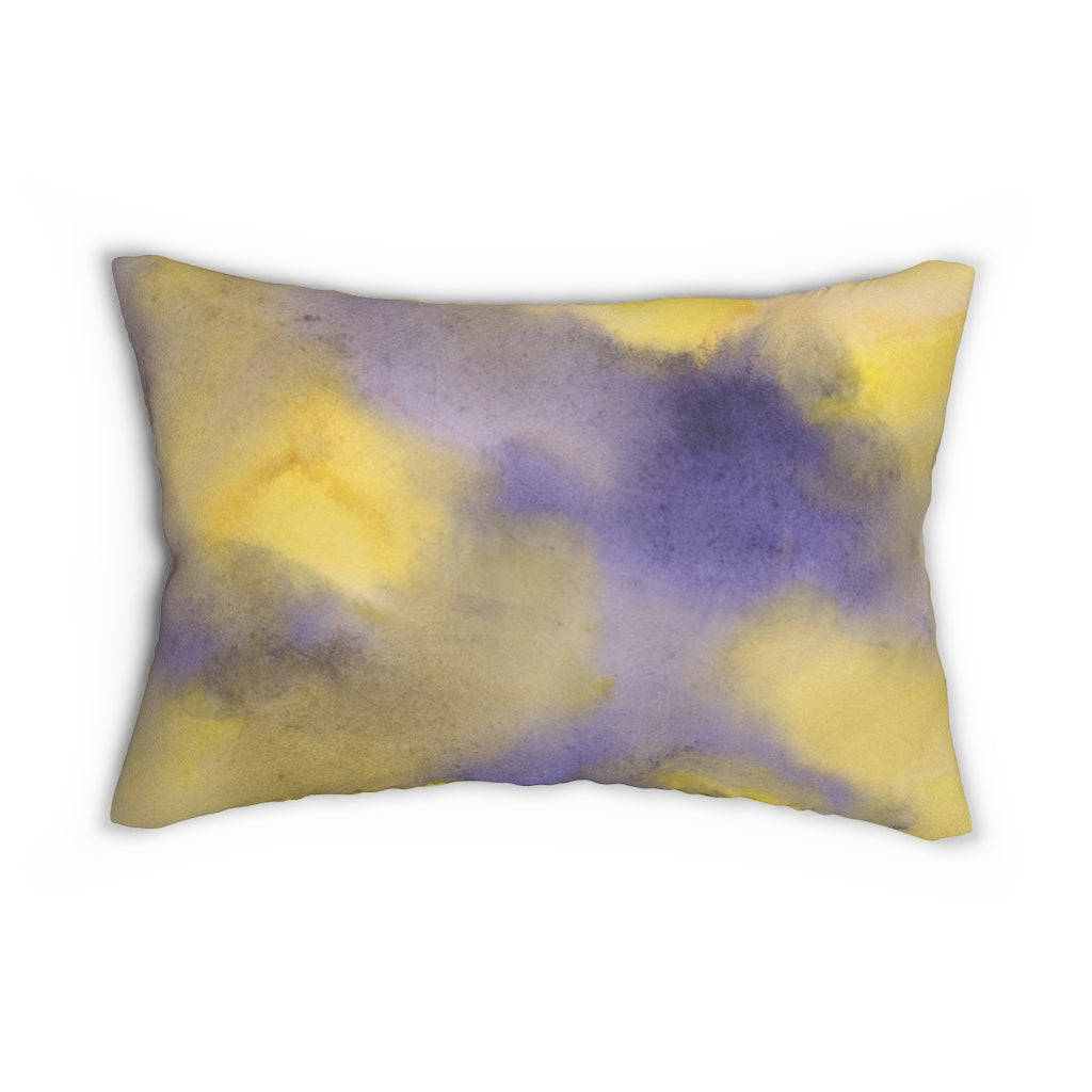 Abstract Boho Lumbar Pillow | Purple Yellow