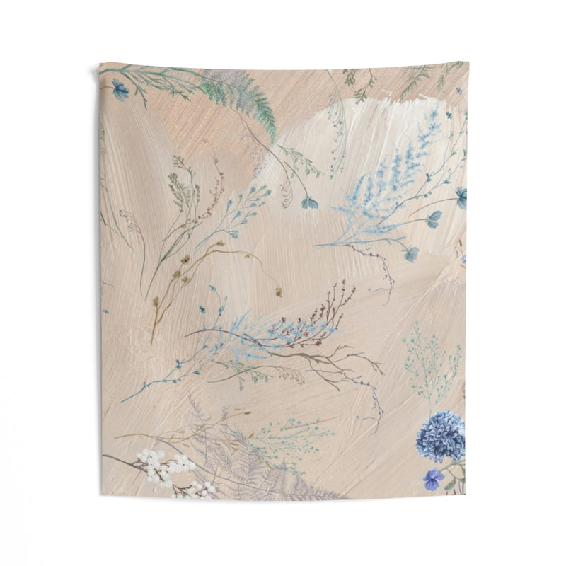 Floral Tapestry | Beige Pastel Blue Spring Flowers