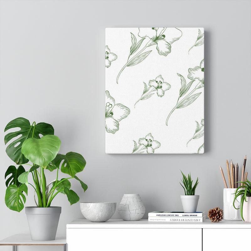 FLORAL WALL CANVAS ART | White Green
