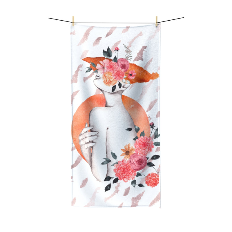 Floral Bath Towel | Female Art | Pink Orange