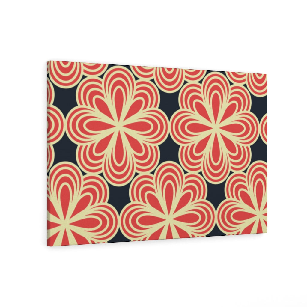 FLORAL CANVAS ART | Oriental Red Black Gold Flower