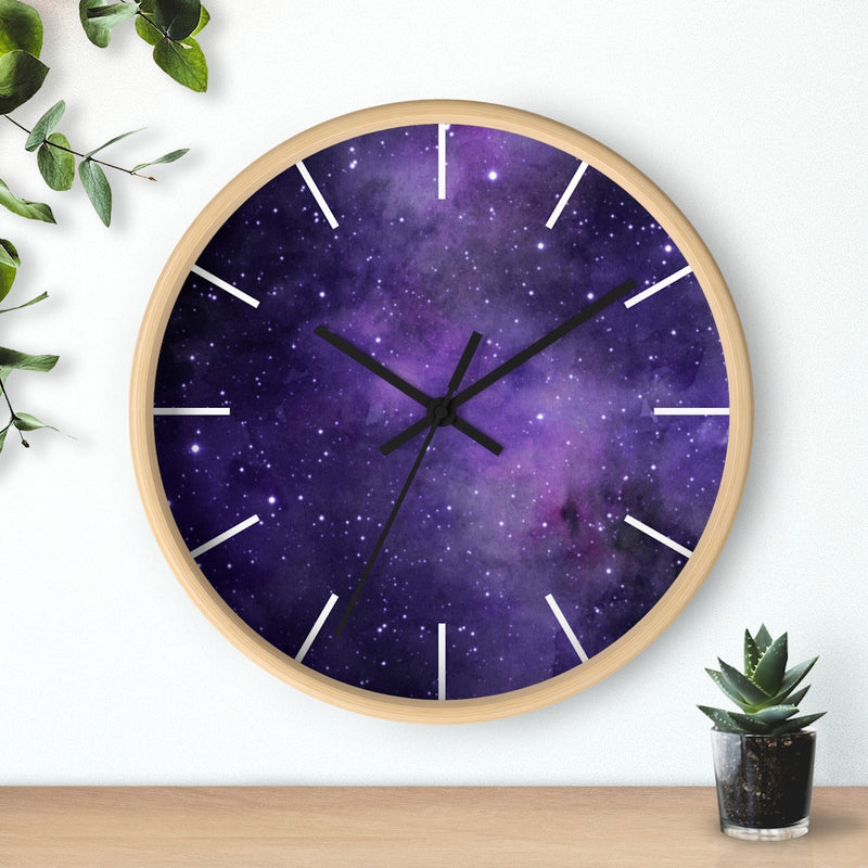Purple Cosmic 10" Wood Wall Clock