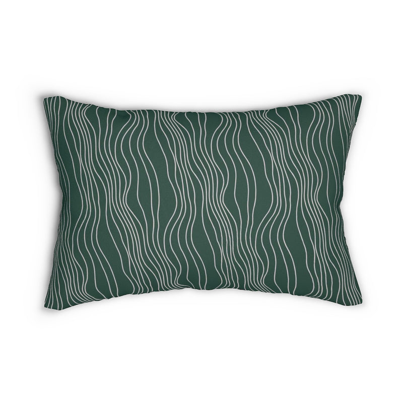 Abstract Lumbar Pillow | Forest Green White