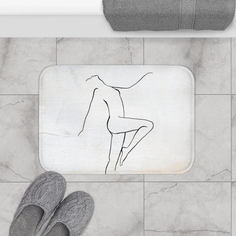 Terracotta Bath Mat | Cream Woman | One Line Art