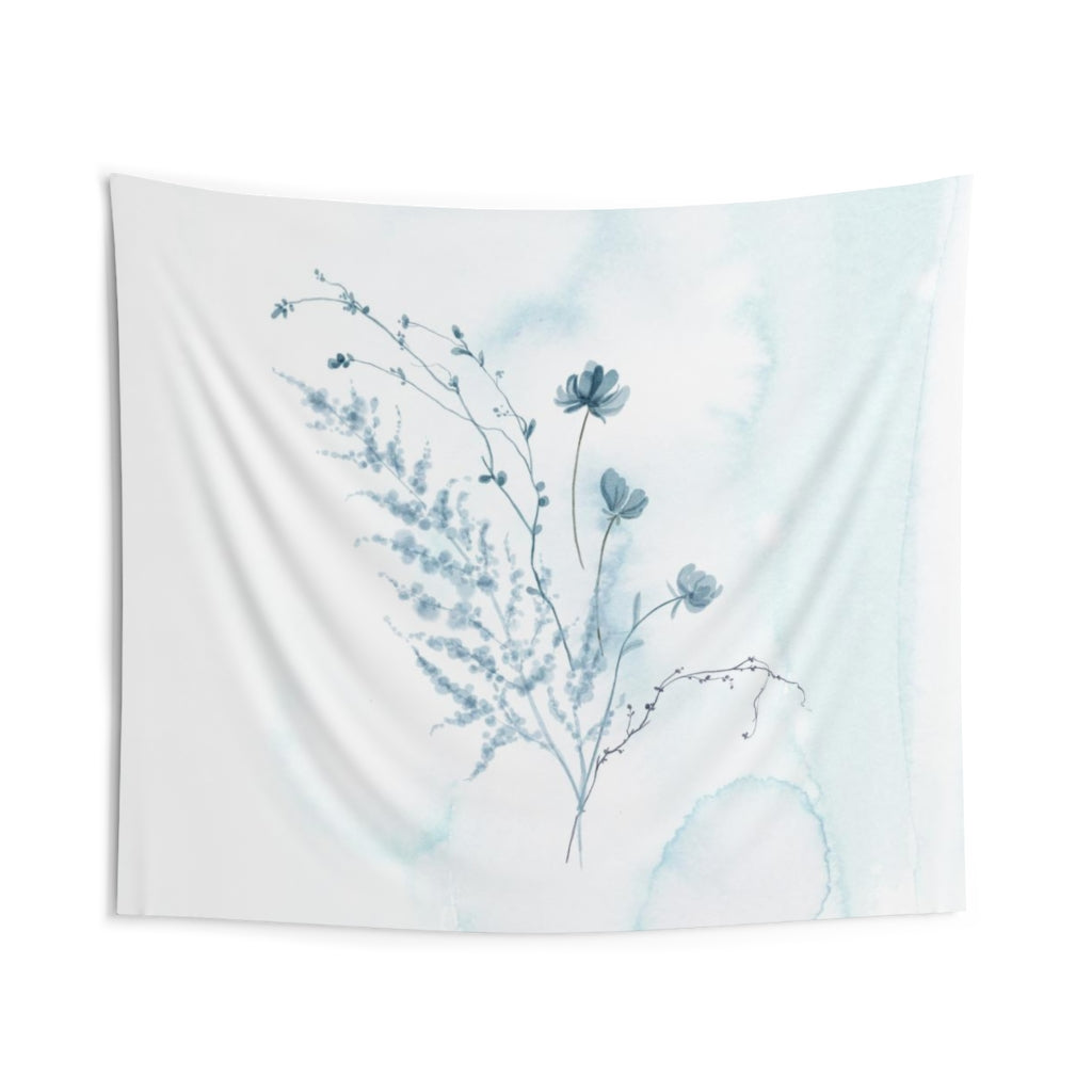 Floral Tapestry | White Pastel Blue