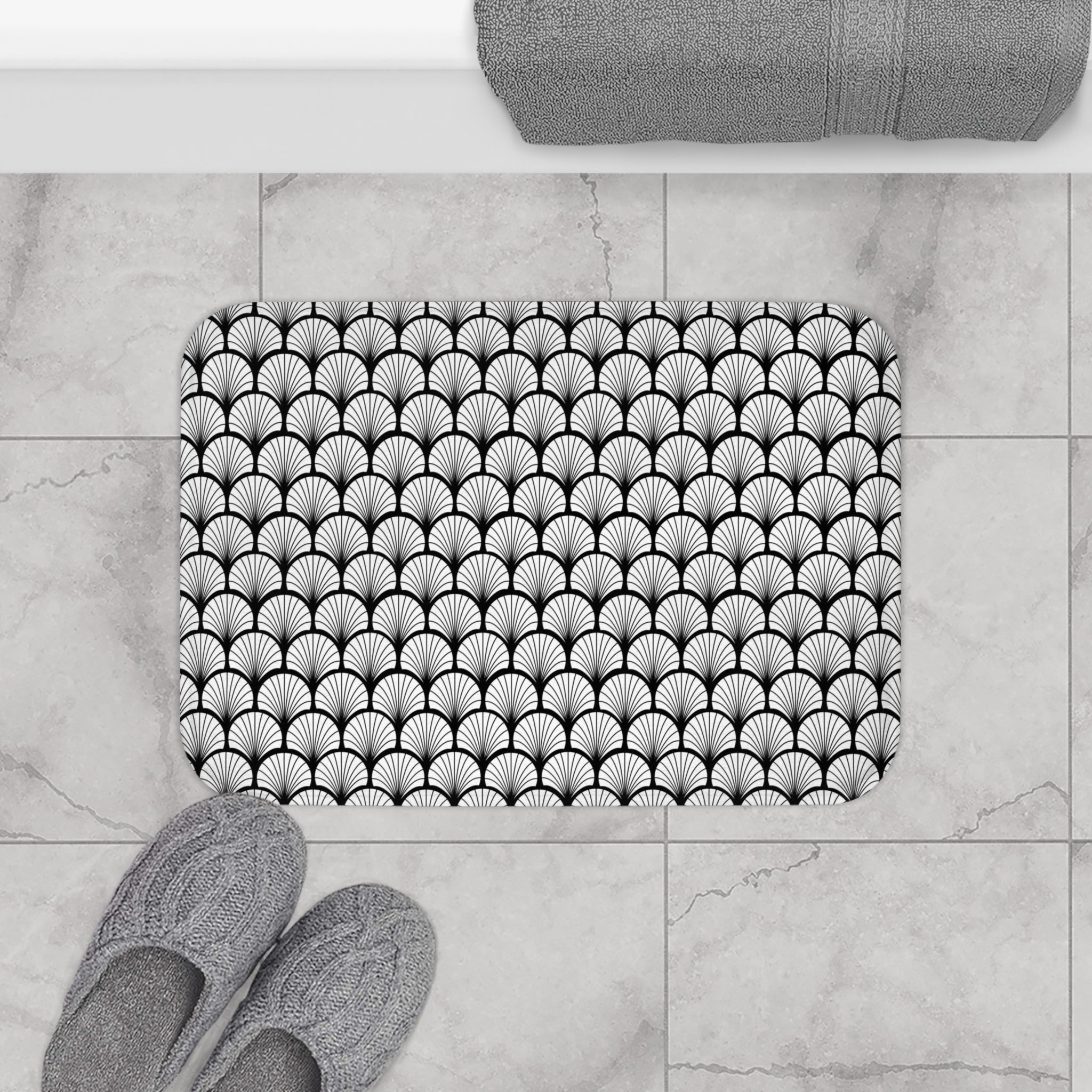 Art Deco Bath, Kitchen Mats, Rugs | Black White Arch