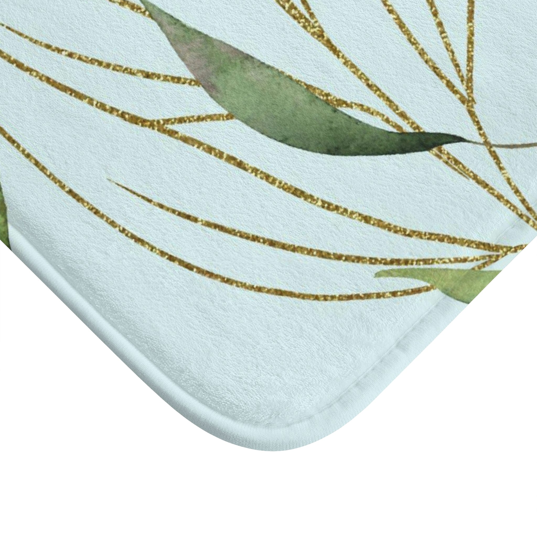 Floral Bath, Kitchen Mat | floral mint green blue