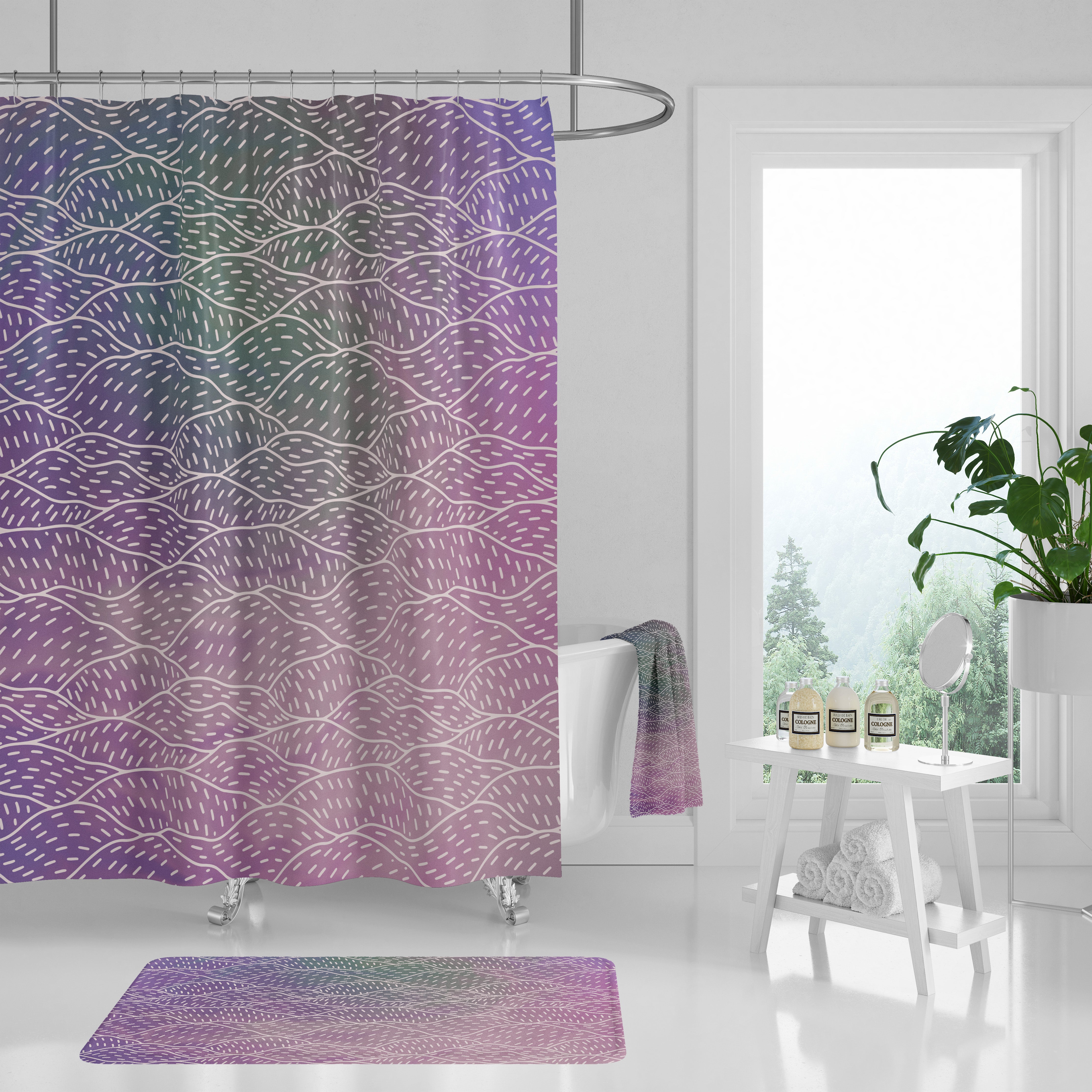 Abstract Bath Mat | Purple Violet Lavender