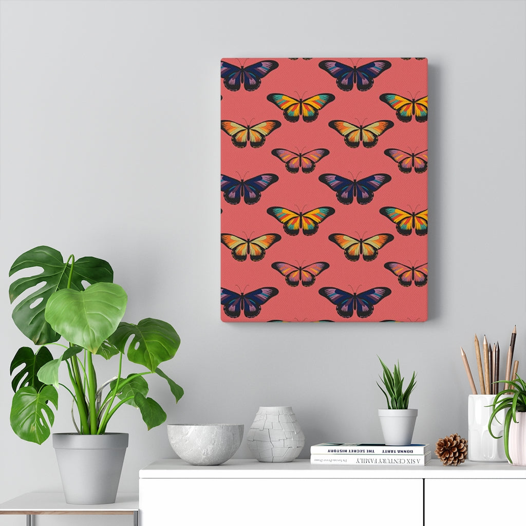 WHIMSICAL WALL CANVAS ART | Pastel Red Butterfly