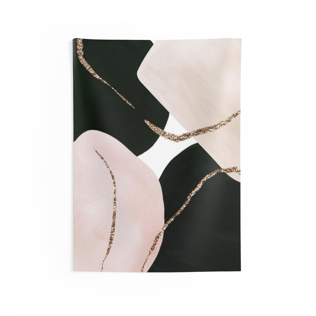 Abstract Tapestry | Beige Black Blush Pink Gold