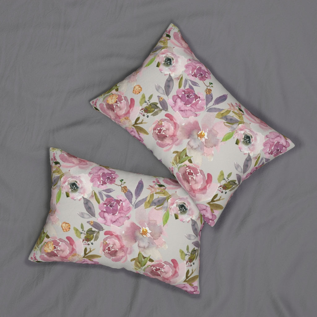 Floral Boho Lumbar Pillow | Purple Pastel Pink