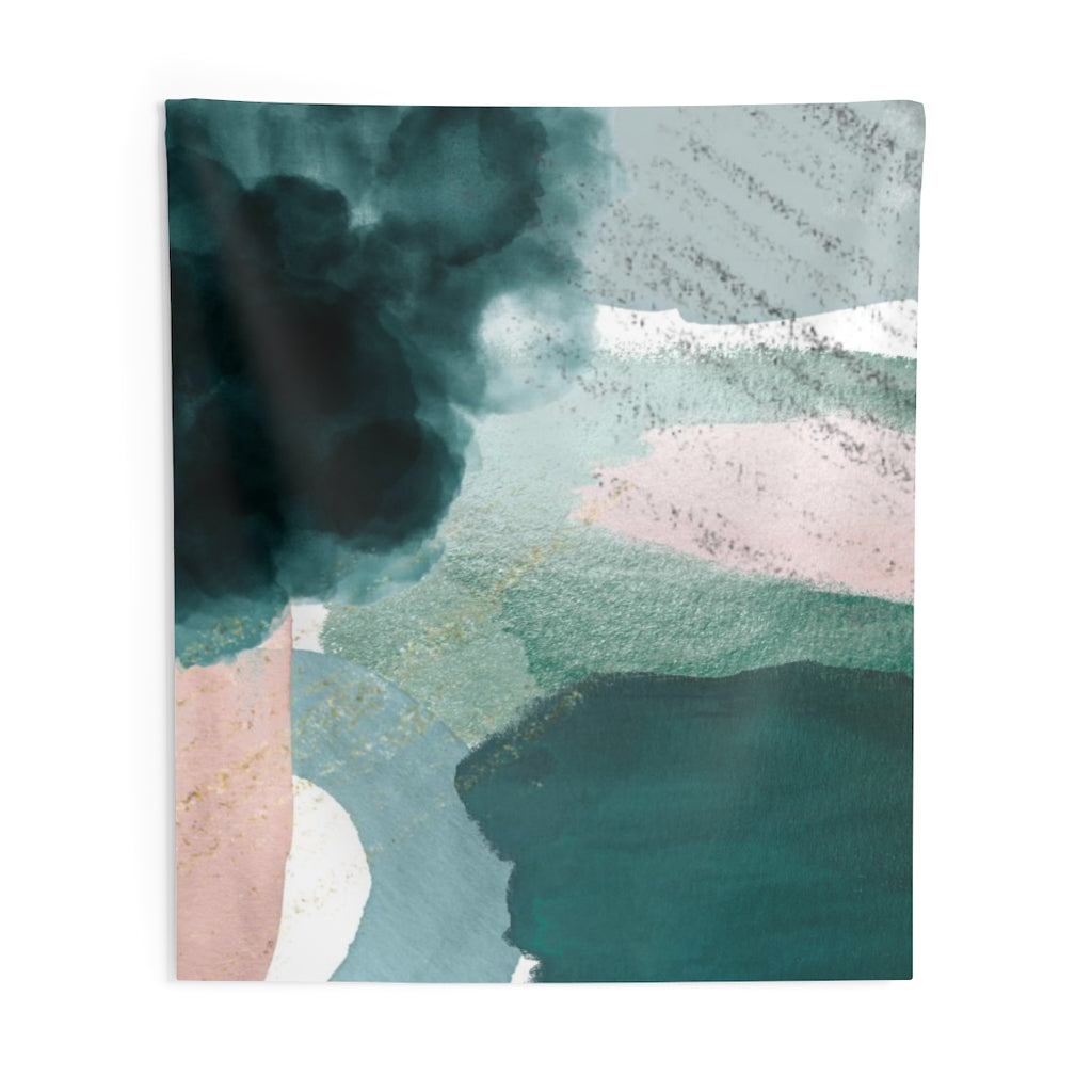 Abstract Tapestry | Green Blush Pink White