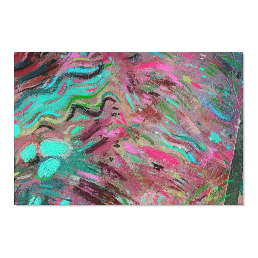 Abstract Area Rug | Pink Green Teal Acrylic