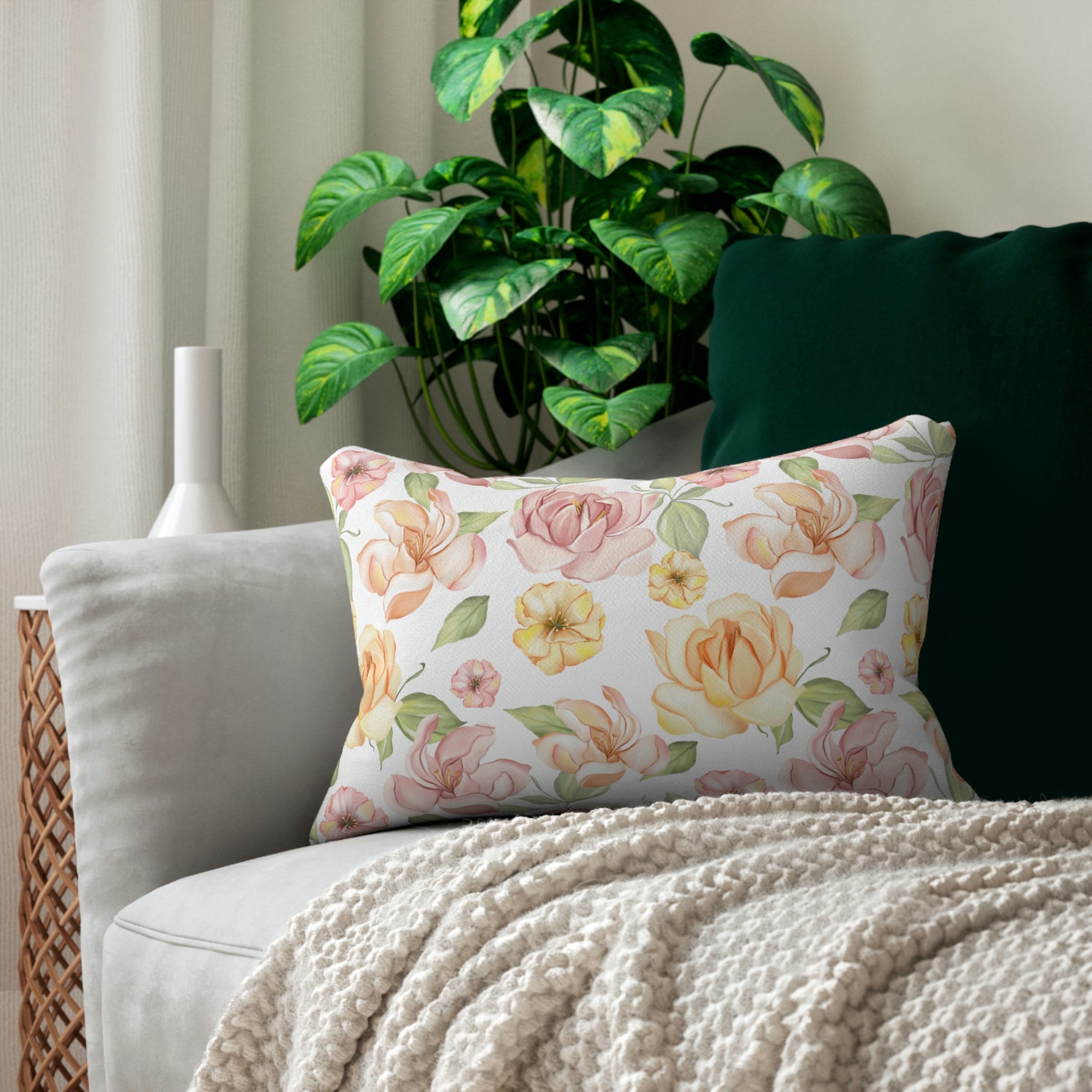 Floral Lumbar Pillow | Pastel Spring Botanical