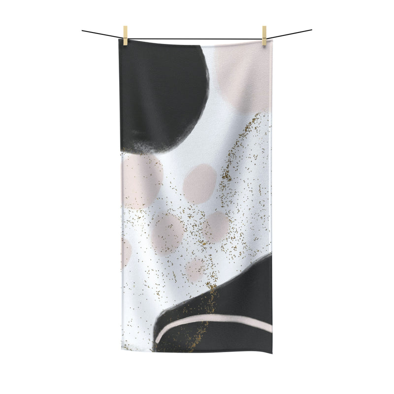 Abstract Boho Bath Towel | Black White, Blush Pink