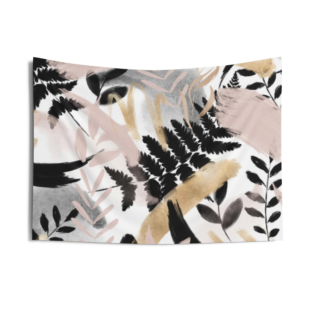 Floral Tapestry | White Blush Pink Black Gold