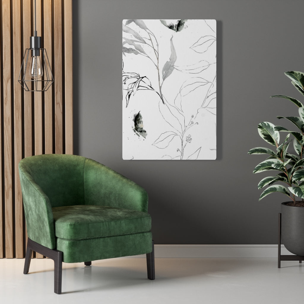 FLORAL WALL CANVAS ART | White Grey Black