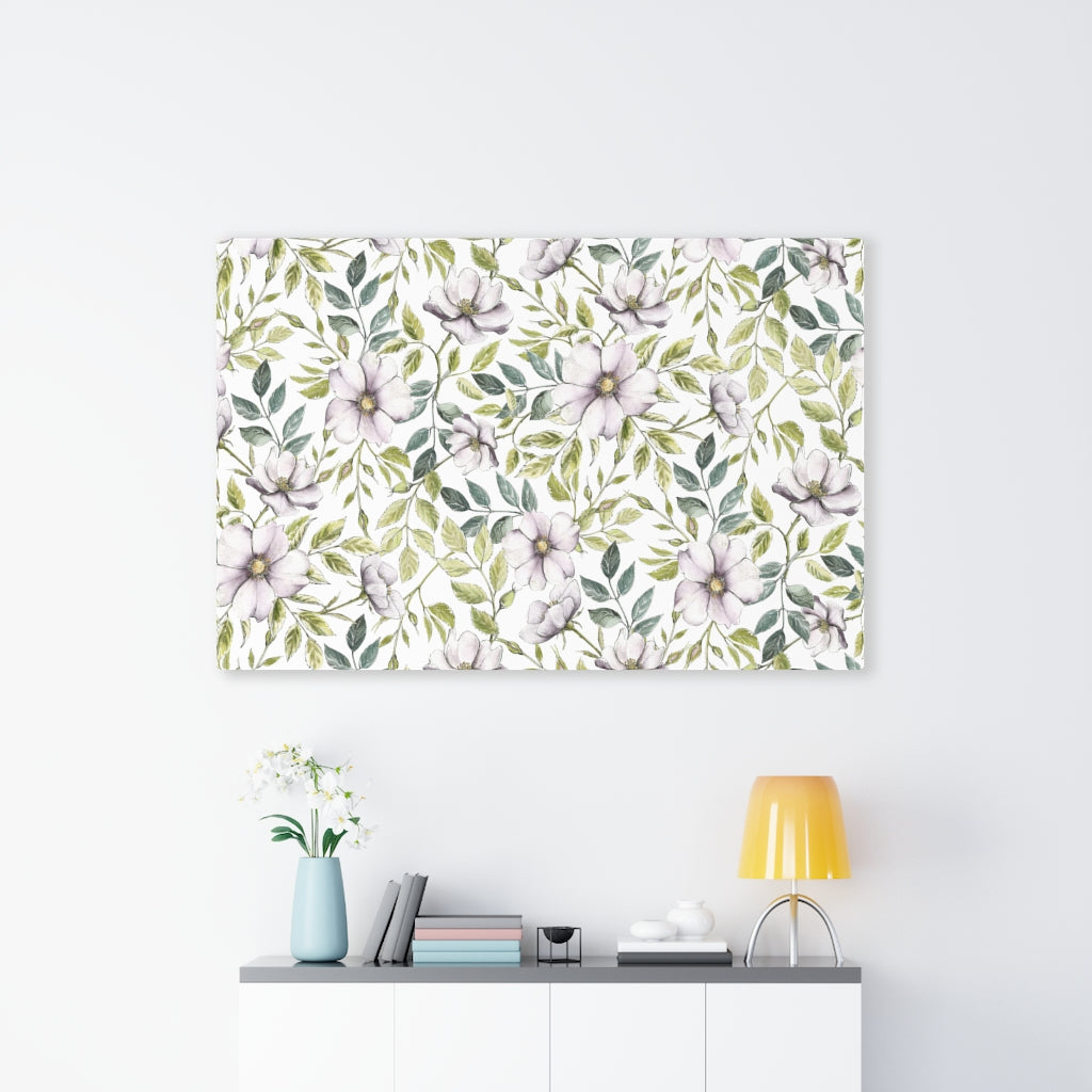 FLORAL CANVAS ART | White Green Purple