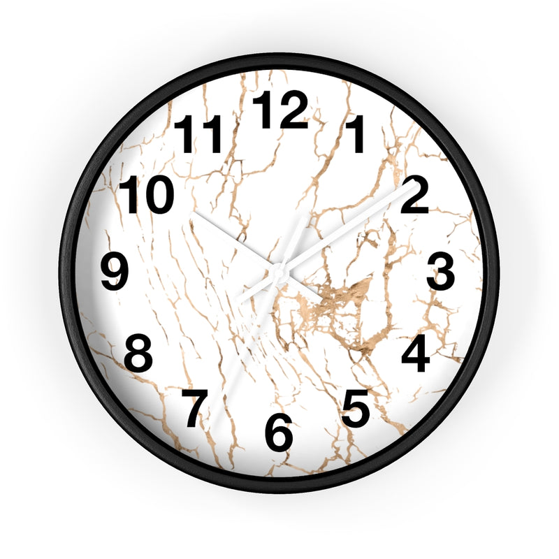 Abstract 10" Wood Wall Clock | White Gold Beige