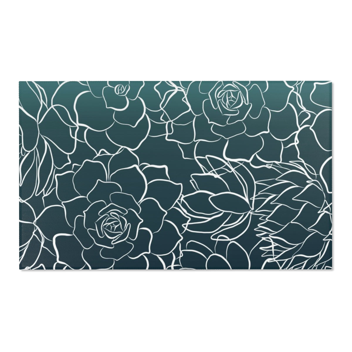 Floral Area Rug | Ombre Teal Cactus Flower