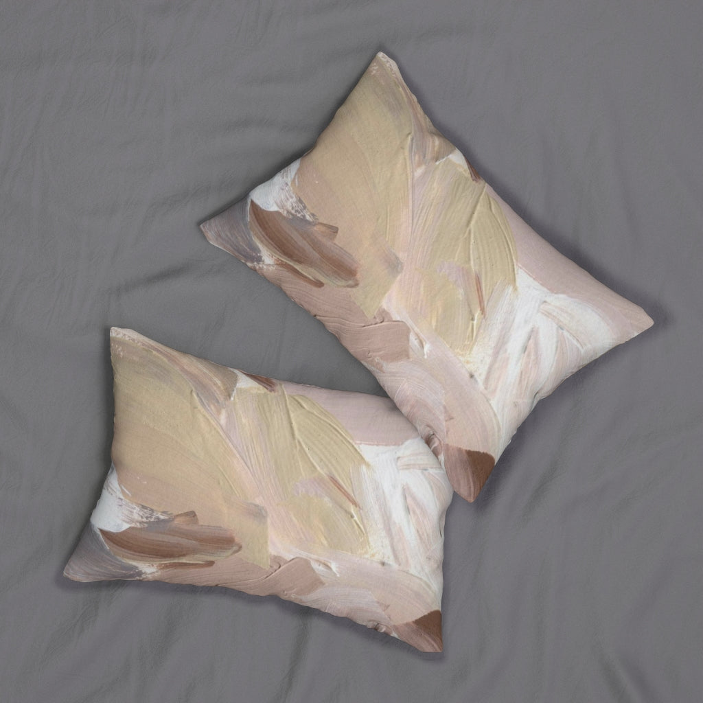 Abstract Boho Lumbar Pillow | Beige Brown White