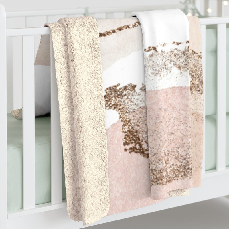Gold Blush Pink Beige, Abstract Blanket