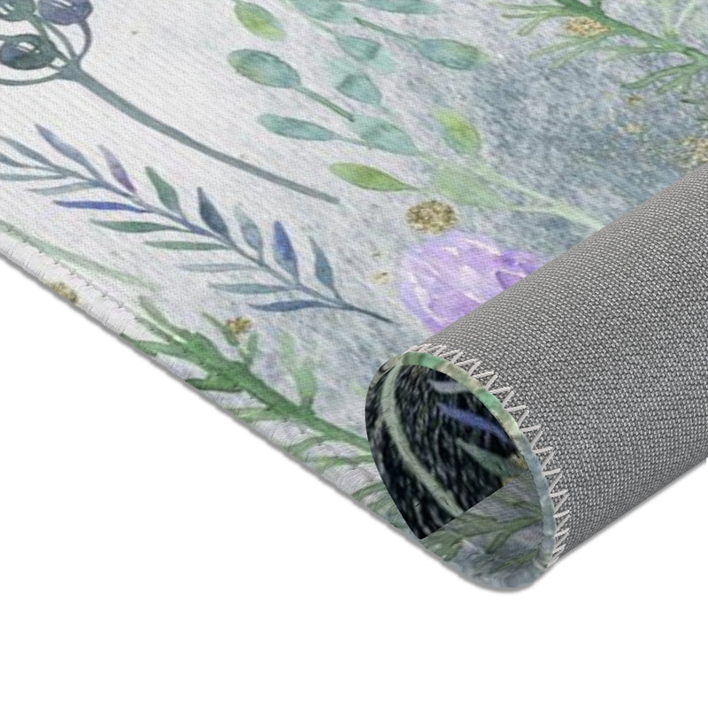 Floral Boho Area Rug | Gray Lavender Beige