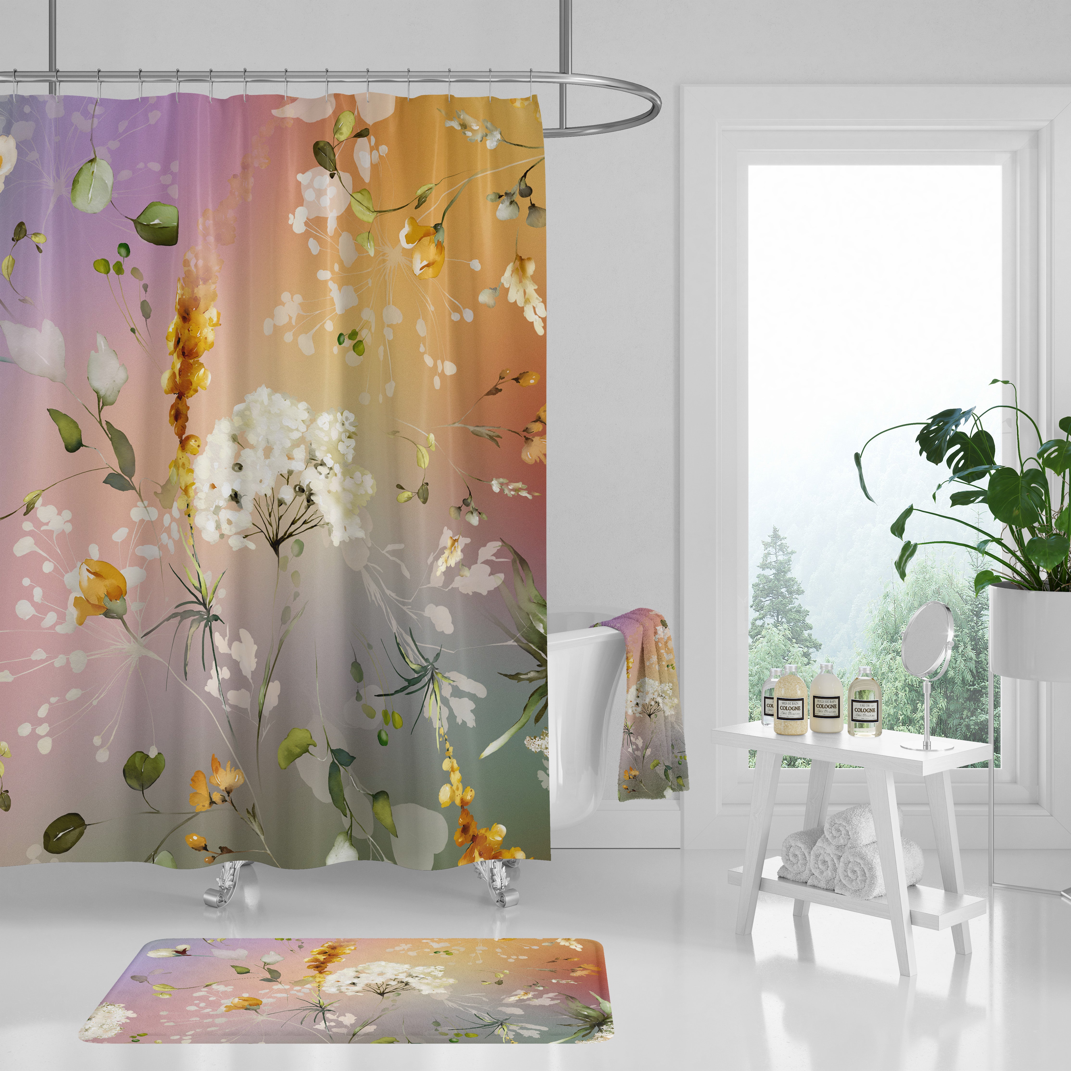 modern boho fabric shower curtain