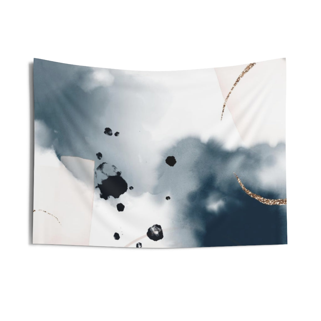 Abstract Tapestry | White Navy Blue Gold