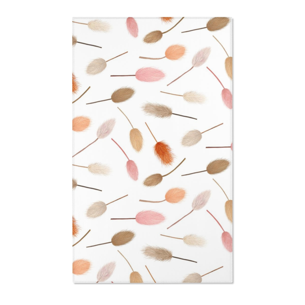 Abstract Boho Area Rug | Pink Peach Orange Pompoms