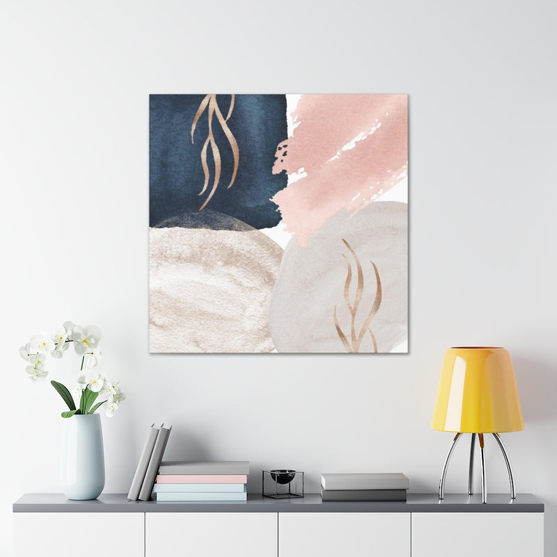 Abstract Canvas Wall Art | Navy Blush Pink Cream
