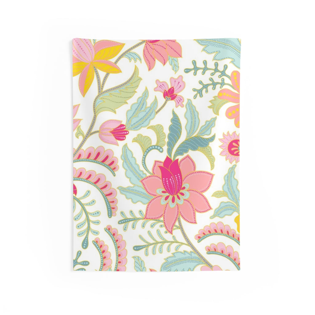 Floral Tapestry | White Pink Yellow Green