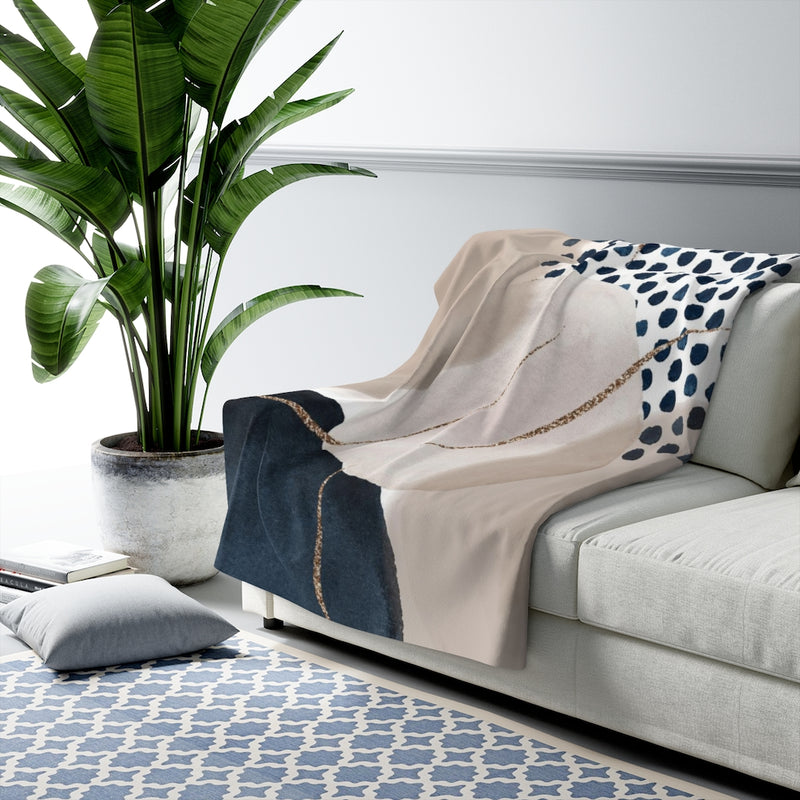 Abstract Comfy Blanket | Navy Blue Beige