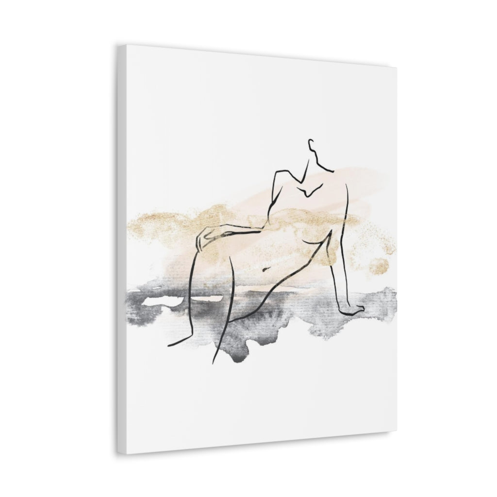 Abstract Canvas Wall Art | White Ombre Female Art