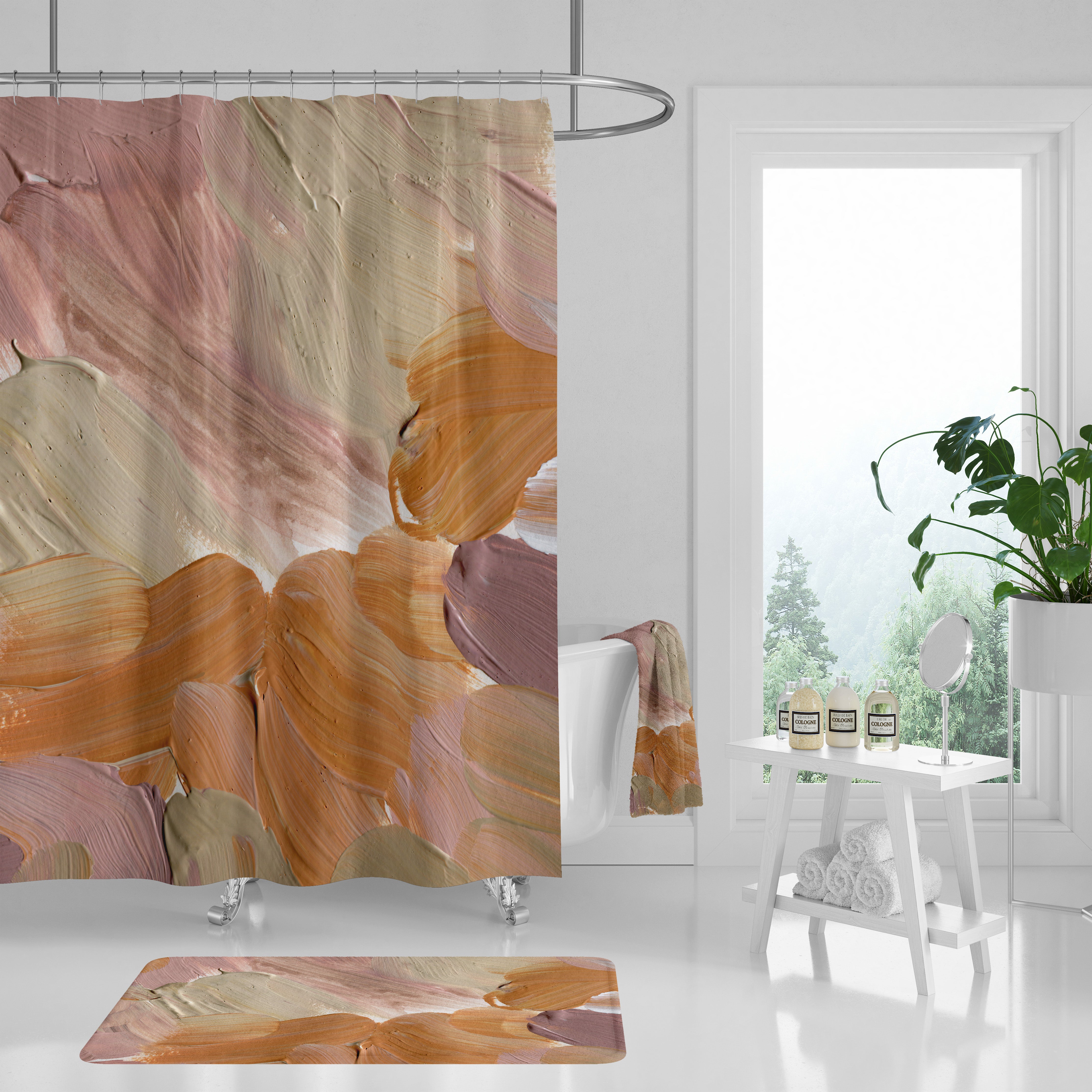 modern boho fabric shower curtain