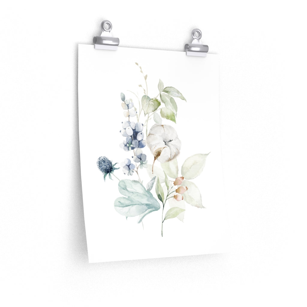 Eucalyptus Floral Art Print | green blue white